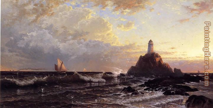 The Lighthouse painting - Alfred Thompson Bricher The Lighthouse art painting